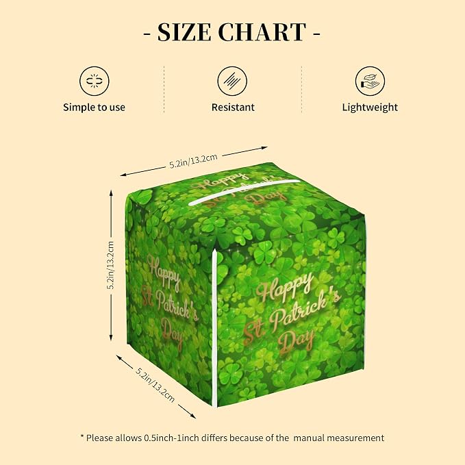 Tissue Box Cover Square, Happy St.Patrick's Day Tissue Box Holder Waterproof - Image 2