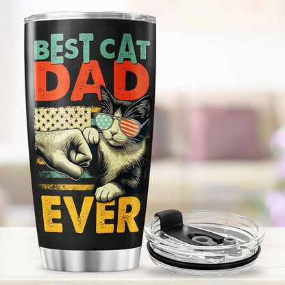 Best Cat Dad Ever 20oz Tumbler, Funny Fist Bump Design, Insulated Stainless - Image 4