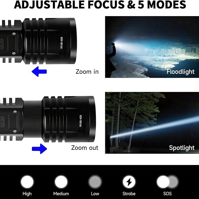 Rechargeable LED Flashlights 10000.00 High Lumens,   High Powered - Image 2