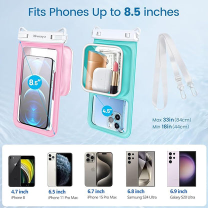 Niveaya [Floatable Floating Waterproof Phone Pouch 2 Pack-Up to 8.5", Large - Image 6