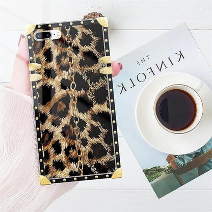 Compatible with iPhone 8 Plus 7 Plus Case, Seamless Gold Chain Leopard Luxury - Image 7