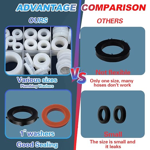 KEZE 24 Sizes Plumbing Washers Assorted Kit 165 PCS Garden Hose Washer Rubber - Image 7