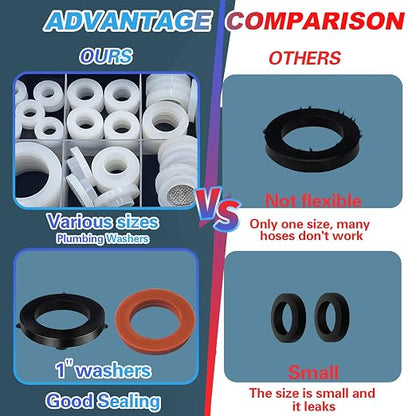 KEZE 24 Sizes Plumbing Washers Assorted Kit 165 PCS Garden Hose Washer Rubber - Image 7