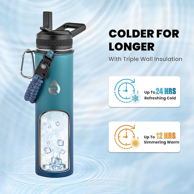 RAYMYLO Insulated Water Bottle 24oz, Triple Wall Vacuum Stainless Steel - Image 2