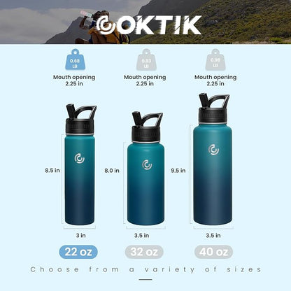 COKTIK 22oz Sports Water Bottle, Stainless Steel Water Bottle - Image 2