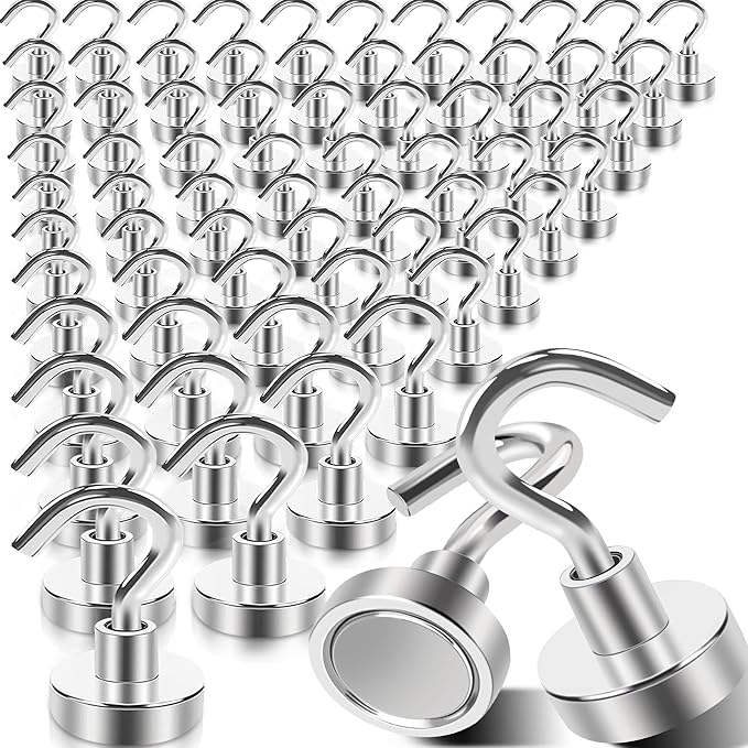 MIN CI 68Pack Super Strong Magnetic Hooks, 25lbs Heavy Duty Magnetic Hook by MINCIMagnetsManufacturer