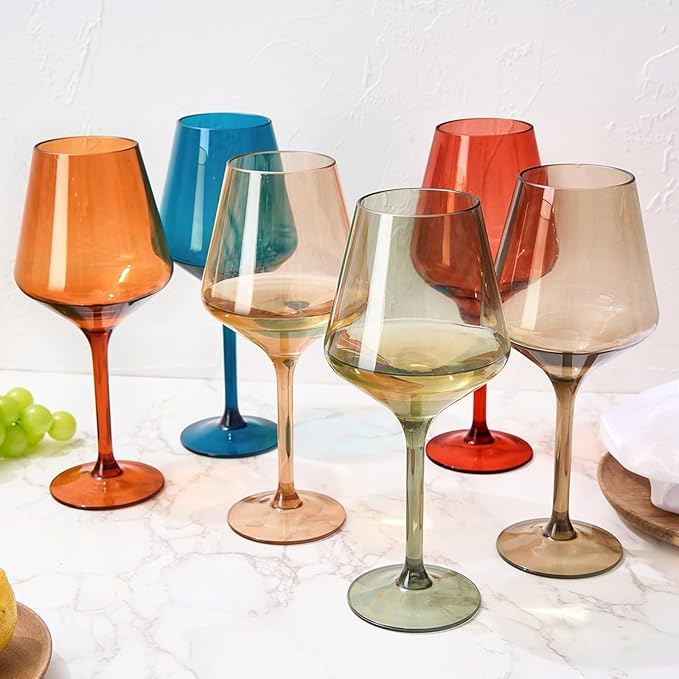 European Style Plastic Crystal, Stemmed Wine Glasses | Set of 6 | Acrylic - Image 6