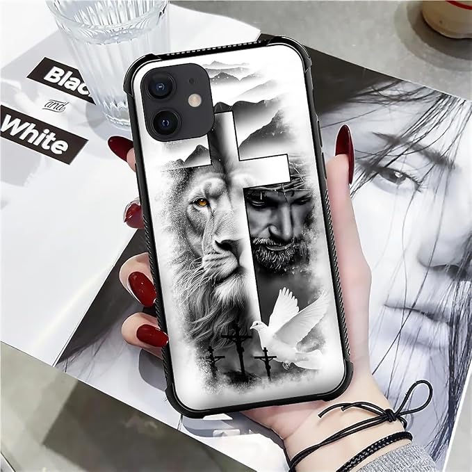 for iPhone 12 Mini Case, Lion Cross Jesus Christ Dove Pattern Made of Soft - Image 7