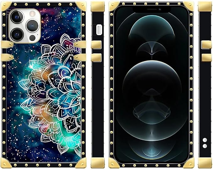 Compatible with iPhone 12 Case, Starry Sky Colourful Mandala Luxury Golden - Image 2