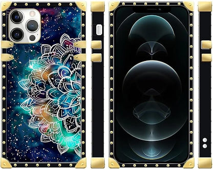 Compatible with iPhone 12 Case, Starry Sky Colourful Mandala Luxury Golden - Image 2