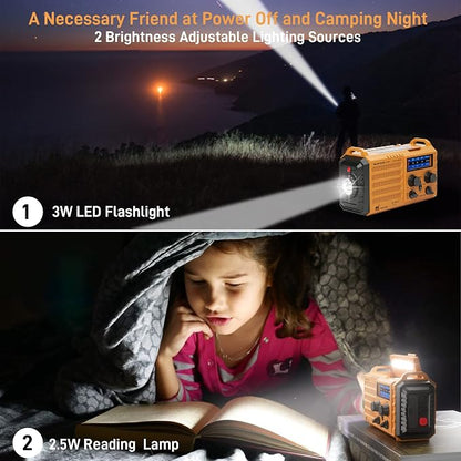 Eoxsmile Emergency Radio with NOAA Weather Alert, 5000mAh Solar Hand Crank - Image 5
