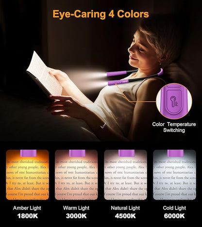Gritin Book Light, Eye Caring 4-Color & 5-Brightness Neck Light Reading Light- - Image 3