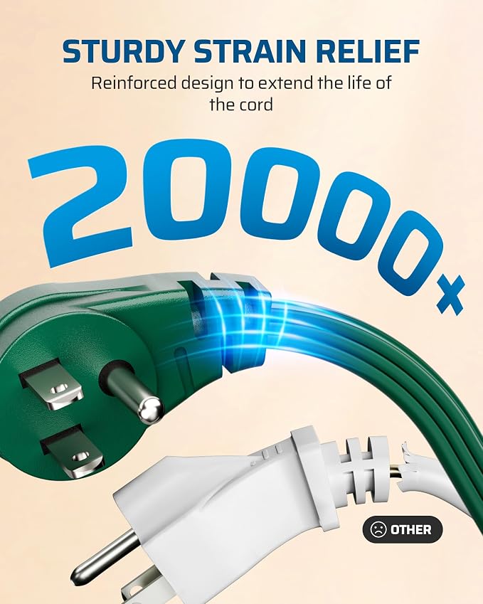 DEWENWILS 3 Outlet Flat Extension Cord Plug Christmas, 3FT 16/3 Awg Grounded - Image 8