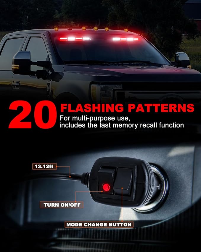 HLauto 6Z4J Emergency Dash Strobe Lights: 2x16.8 inch Red White Safety Lights - Image 4