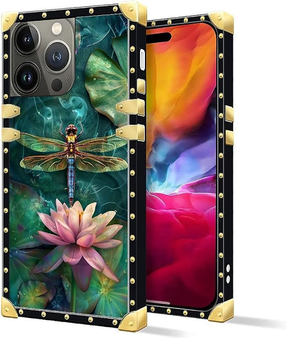 Compatible with iPhone 15 Pro Max Case, Colourful Dragonfly Pink Lily Pads - Image 2