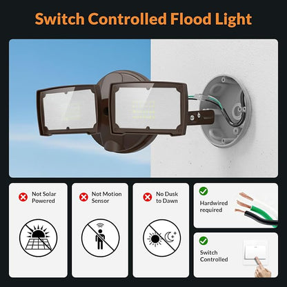 LEPOWER 3000LM LED Flood Light Outdoor, Switch Controlled LED Security Light - Image 2