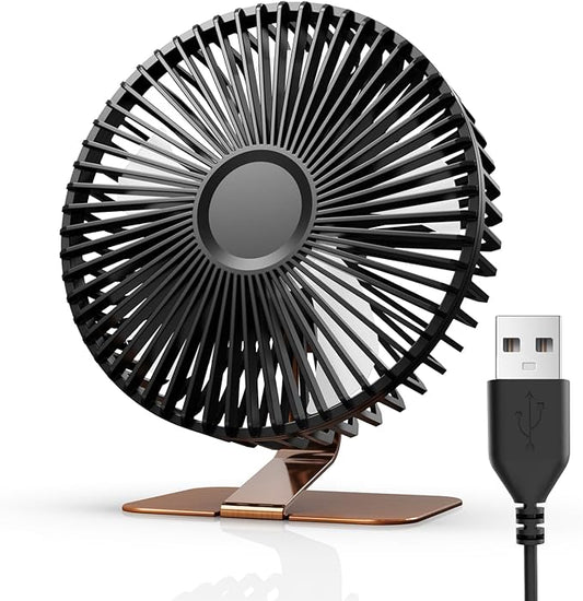 SLENPET 6 inch USB Small Desk Fan, 4 Speeds, Ultra-quiet, 90° Adjustment by SLENPET