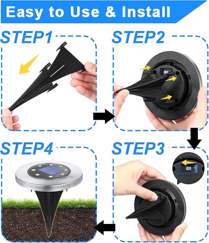 Rayolon Solar Ground Lights, Waterproof Solar Garden Lights, Upgraded Outdoor - Image 5