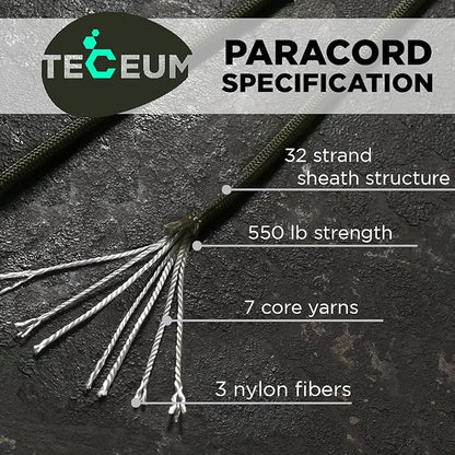TECEUM 5/32" Paracord Rope 1000 – 1000ft / 200ft / 100ft / 50ft – Tactical - Image 2