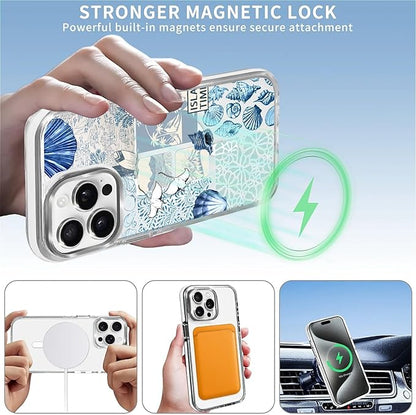 Case for iPhone 14 Pro Max, Sea Life Ocean Waves Seashell Collage Phone Case - Image 3