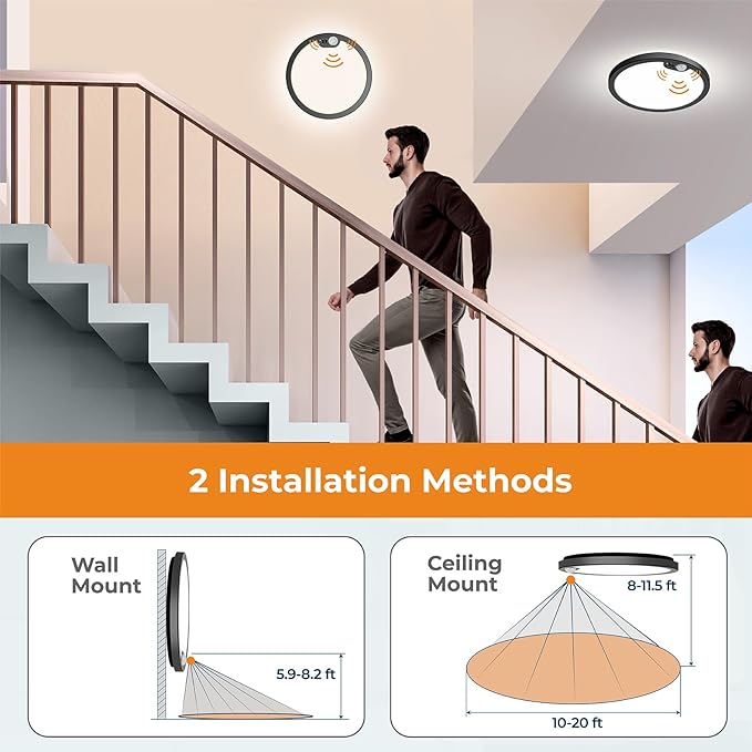 BLNAN Motion Sensor Ceiling Light Wired, 8.7 Inch 3000K 4000K 5000K Selectable - Image 6