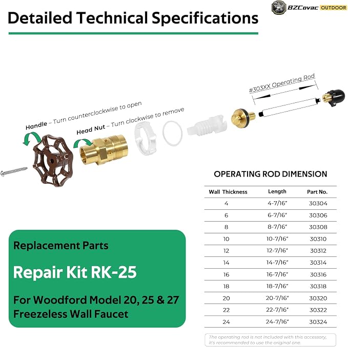 RK-25 Repair Kit for Woodford Model 20, 25 & 27 Series Freezeless Wall Faucets - Image 4