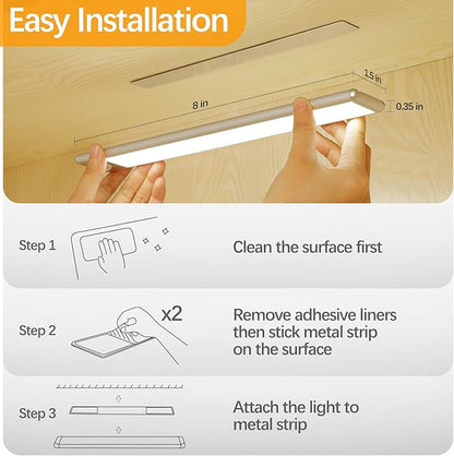 30-LED Motion Sensor Under Cabinet Lighting, 8-inch Magnetic Rechargeable Under - Image 5