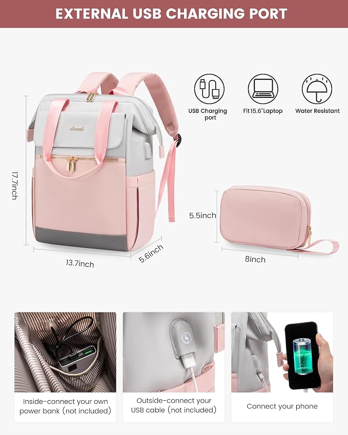 LOVEVOOK Laptop Backpack for Women, 15.6 Inch Work Laptop Bag - Image 4