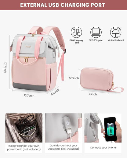 LOVEVOOK Laptop Backpack for Women, 15.6 Inch Work Laptop Bag - Image 4