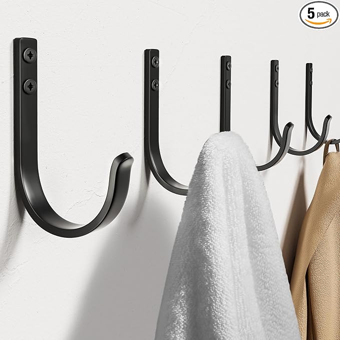 Wall Hooks for Hanging Towel/Coat - 22LB Screw in Metal Hanger Wall Mount by Josmimic