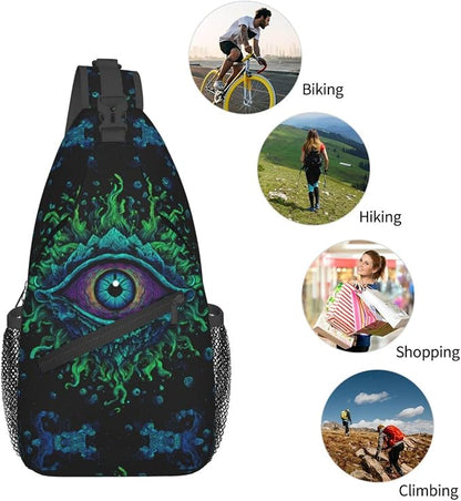 Psychadelic Trippy Art Sling Bag Crossbody Travel Hiking Chest Backpack - Image 6