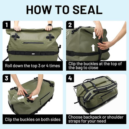 MIER Waterproof Duffel Bag Motorcycle Dry Bag Backpack Large Roll-Top Heavy - Image 6