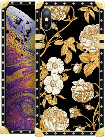 Compatible with iPhone XR Case, Blooming Rose Golden Flower Luxury Golden by Unknown