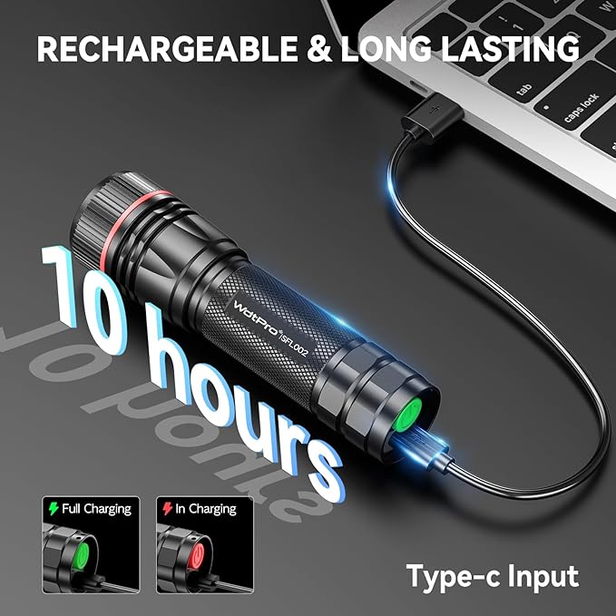 WdtPro Rechargeable Flashlights High Lumens, 1 Pack 10H Long Lasting Super - Image 2