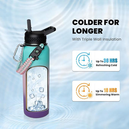 RAYMYLO Insulated Water Bottle 40 oz, Triple Wall Vacuum Stainless Steel - Image 2