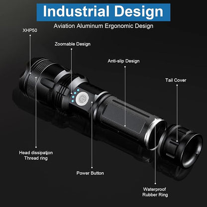 MILAOSHU Rechargeable Flashlights 90, 000 High Lumens - Image 5
