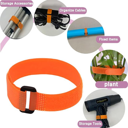 10 Pack Reusable Fastening Cable Ties and Cable Straps Orange Color, Adjustable - Image 3