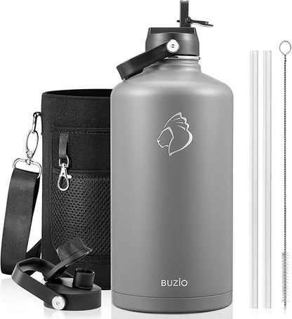 BUZIO Gallon Water Bottle Insulated, 128 oz Large Water Jug Vacuum Stainless by BUZIO