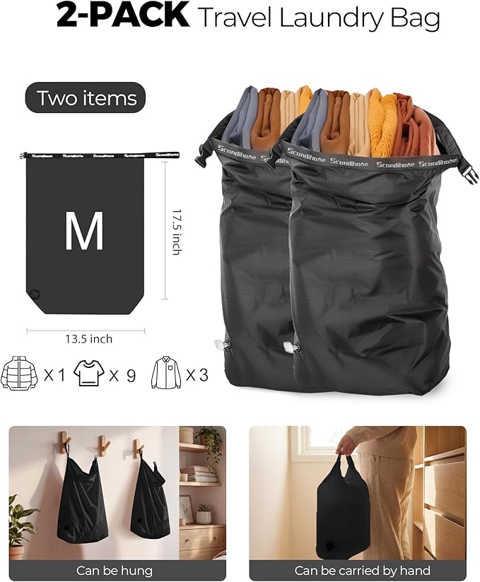 Travel Laundry Bag, Pump-Free Vacuum Compression Dirty Clothes Bag, Reusable - Image 2