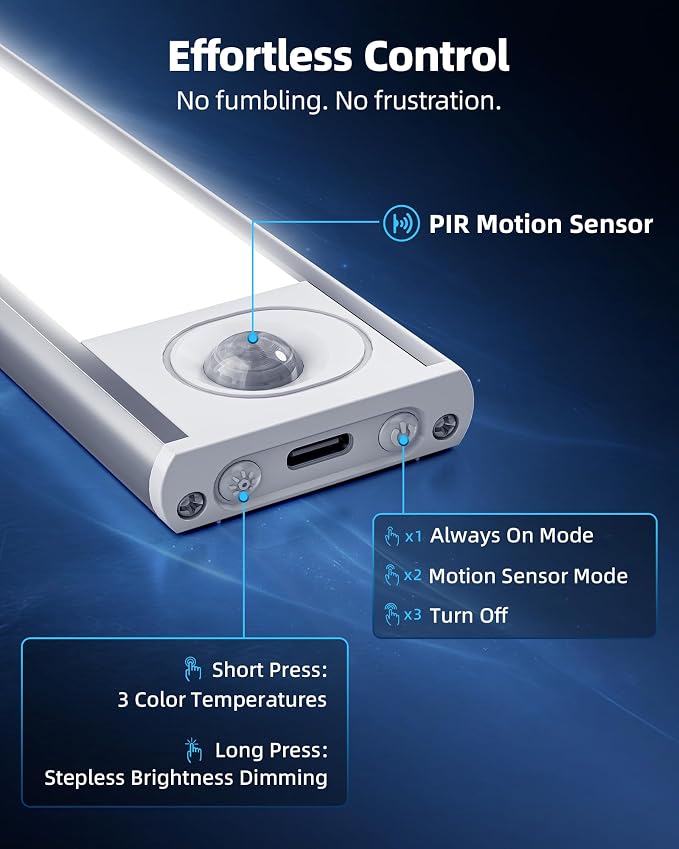 10inch Under Cabinet Lighting Wireless, LED Closet Lights USB Charging - Image 7