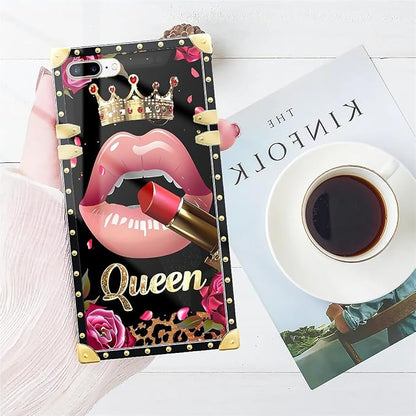 Compatible with iPhone 8 Plus 7 Plus Case, Glitter Red Rose Queen Leopard - Image 7