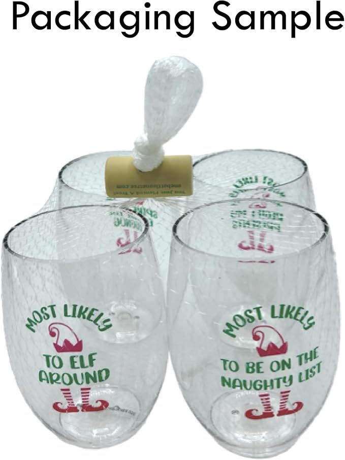 Wine-Oh! Set of 4 Shatterproof Designer 16 oz Plastic Wine Glasses MADE in the - Image 2