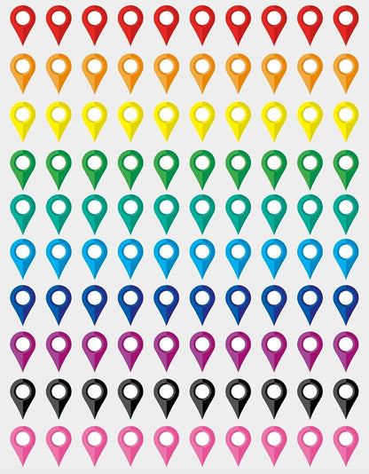 0.375x0.6 inch 100 PCS Map Location Position Stickers by Poskornwel