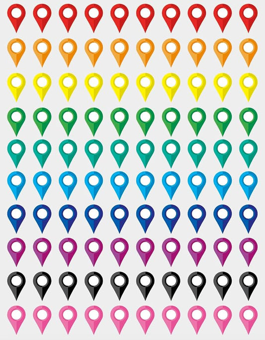 0.375x0.6 inch 100 PCS Map Location Position Stickers by Poskornwel