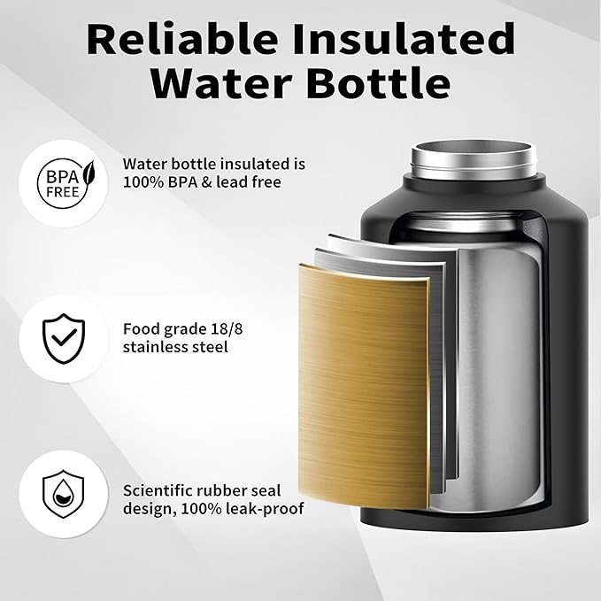WATERSY 1 Gallon Water Bottle Insulated, BPA Free&Leak Proof, 128oz Stainless - Image 3