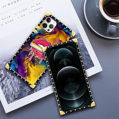 Compatible with iPhone 11 Pro Max Case, Cool Corlorful Lip Marble Luxury Golden - Image 6