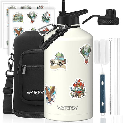 1 Gallon Water Bottle Insulated, BPA Free&Leak Proof, 128oz Stainless Steel by Watersy