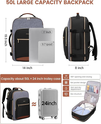 LOVEVOOK 50L Travel Backpack for Women & Men, Airline Approved Carry On Luggage - Image 3