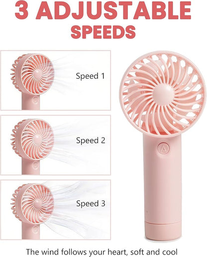 6 Pcs Mini Handheld Fan Bulk, 3 Speed Portable Personal USB Rechargeable Fan - Image 3