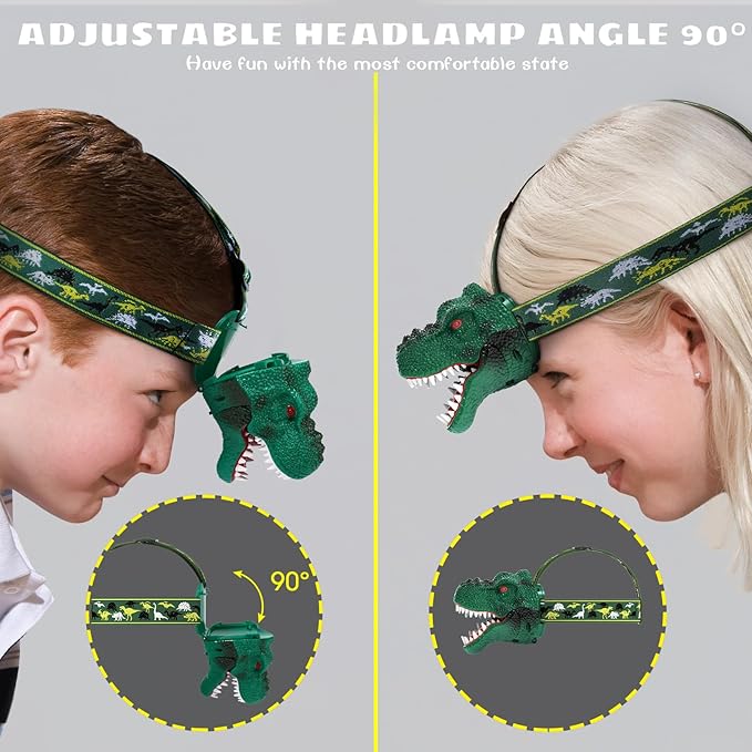 Dysaim Kids Headlamp, Rechargeable T-Rex Dinosaur Headlamp - Image 8
